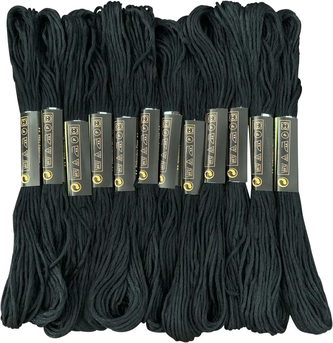 12 Skeins Embroidery Floss Black Color, Friendship Bracelet String Cross Stitch Embroidery Thread Floss Bracelet Making Yarn, Craft Floss（Black） Newkita