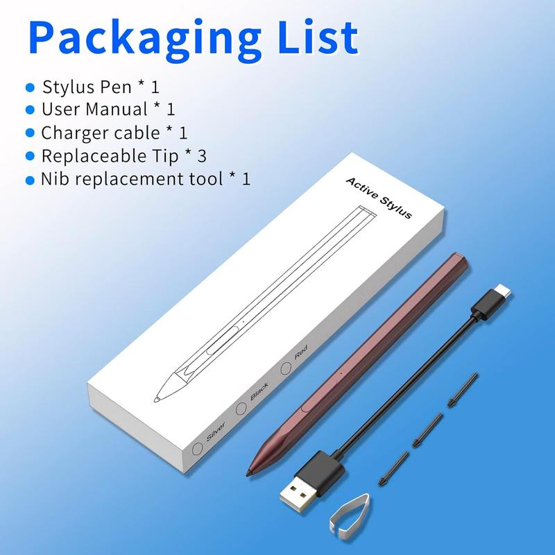 Stylus Pen for  Envy X360 Pavilion X360 Specter X360 Spectre X2 Envy X2 Rechargeable MPP 2.0 Tilt  Pen with 4096  Sensitivity, Palm Rejection,  Attachment Function, Red