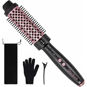 Thermal Hair Curling Brush-1.5"Heated Round Brush with Negative Ion Tech,5 Heat Settings, Quick 30s Heat,Long-Lasting Curls,Rose Gold, Universal Voltage, Frizz-Free,Perfect Hair Styling Tool for Women,Anti-frizz hair brush,Professional hair styling brush
