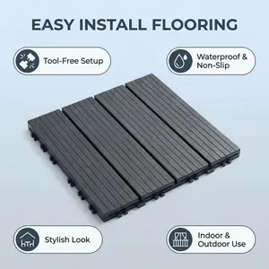 44 pieces of plastic interlocking floor tiles - 12 inches × 12 inches waterproof all-weather outdoor floor tiles, suitable for pool sides, balconies, terraces, and backyards. Easy to install, simply plug and fit together, durable and reliable.
