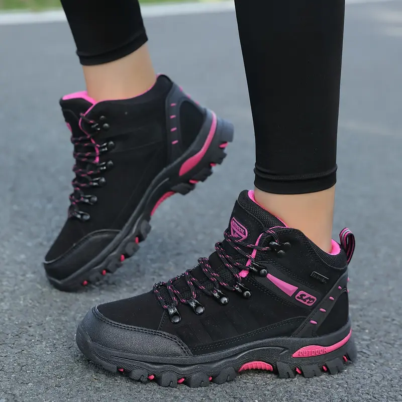 Women's High-Top Waterproof Boots, Anti-Slip Warm Shoes for Outdoor Adventure & Cold Weather, Winter Footwear for Women, Trekking Camping Shoes, Hike Footwear