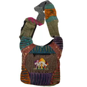 MONK-HOBO BAG WITH EMBROIDERED MUSHROOM