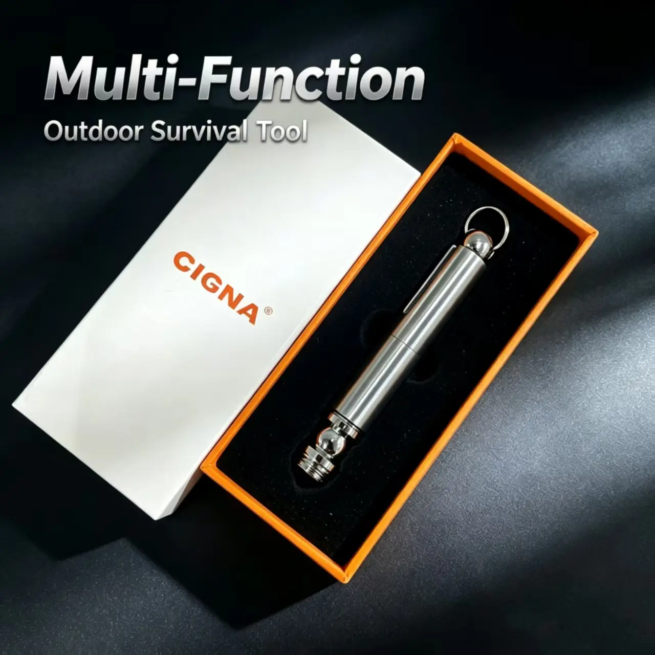 Multifunctional Survival Pen, Kerosene Lighter Window Breaker with Hidden Blade, Outdoor Emergency Self Defense Tool