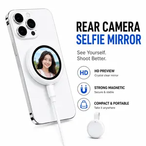 Magnetic Phone Vlog Selfie Vlog Selfie Monitor Screen, Magnetic Wireless Back Camera Selfie Monitor with Focus Adjustment ONLY for iPhone, Support 4K 60fps Wireless Recording for iPhone TikTok YouTube Instagram  SummerVibes Compact Cellphone