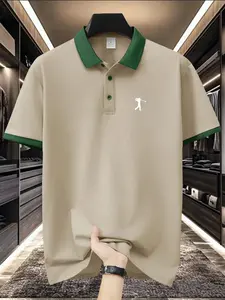Men's Regular Fit Golf Print Polo Shirt, Casual Short Sleeve Half Zip Collar Top for Summer, Fashion Men's Clothes for Daily Wear, Menswear