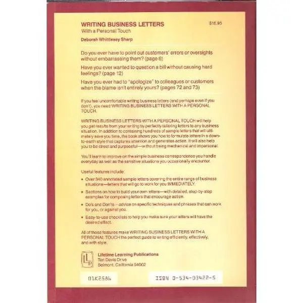 USED-Writing Business Letters With a Personal Touch More Than 340 Sample Letters by Sharp, Deborah (Paperback)