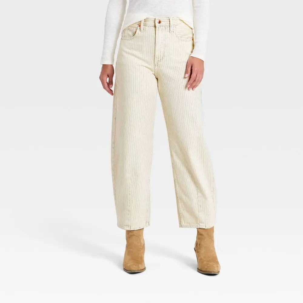 Women's High-Rise Striped Barrel Jeans - Universal