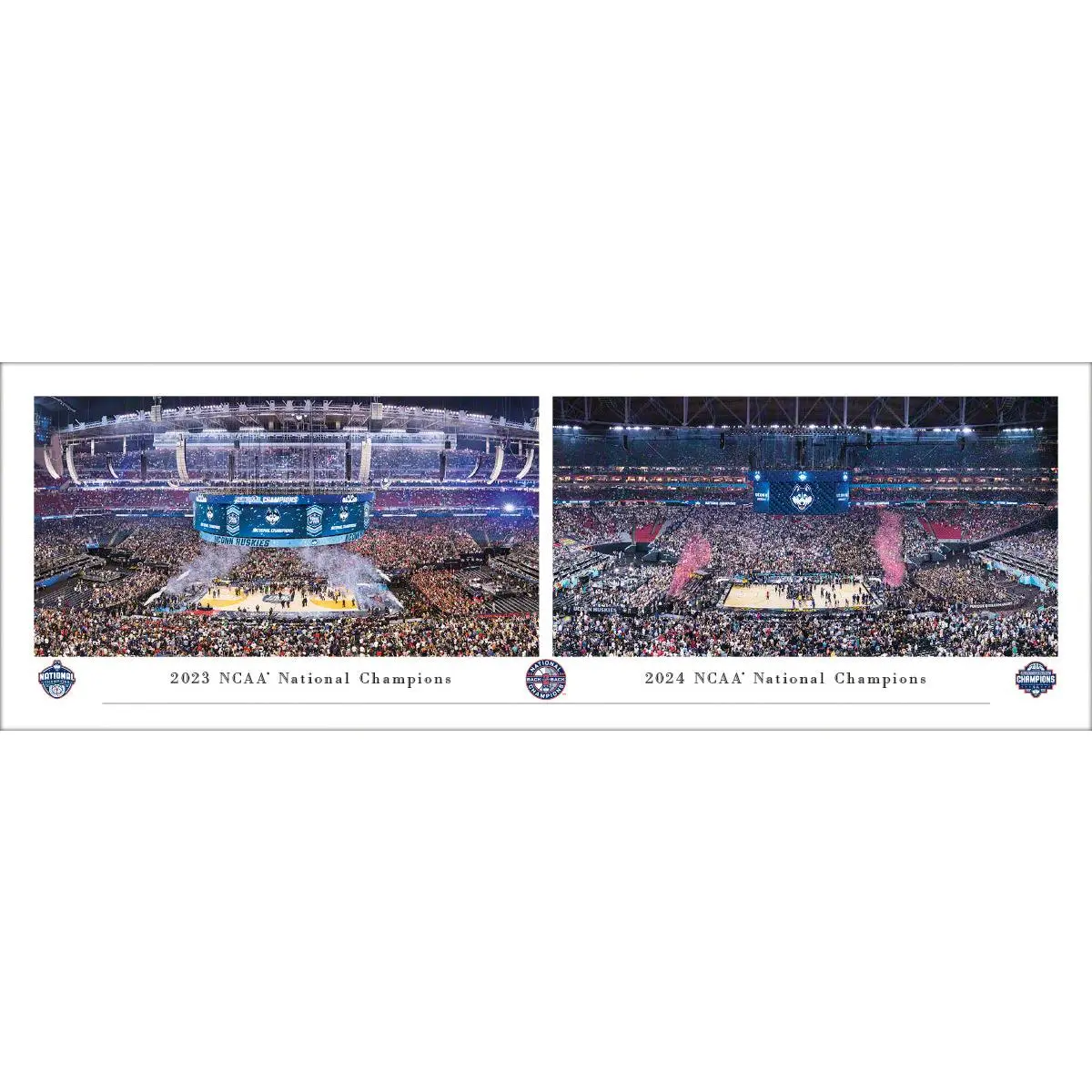 UConn Huskies NCAA Men's Basketball BACK 2 BACK  National Champions Panoramic Picture
