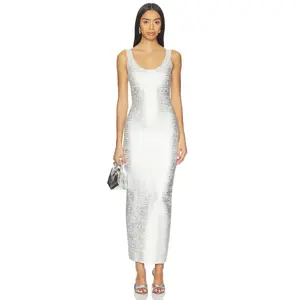 superdown Perry Bandage Maxi Dress in Silver Metallic