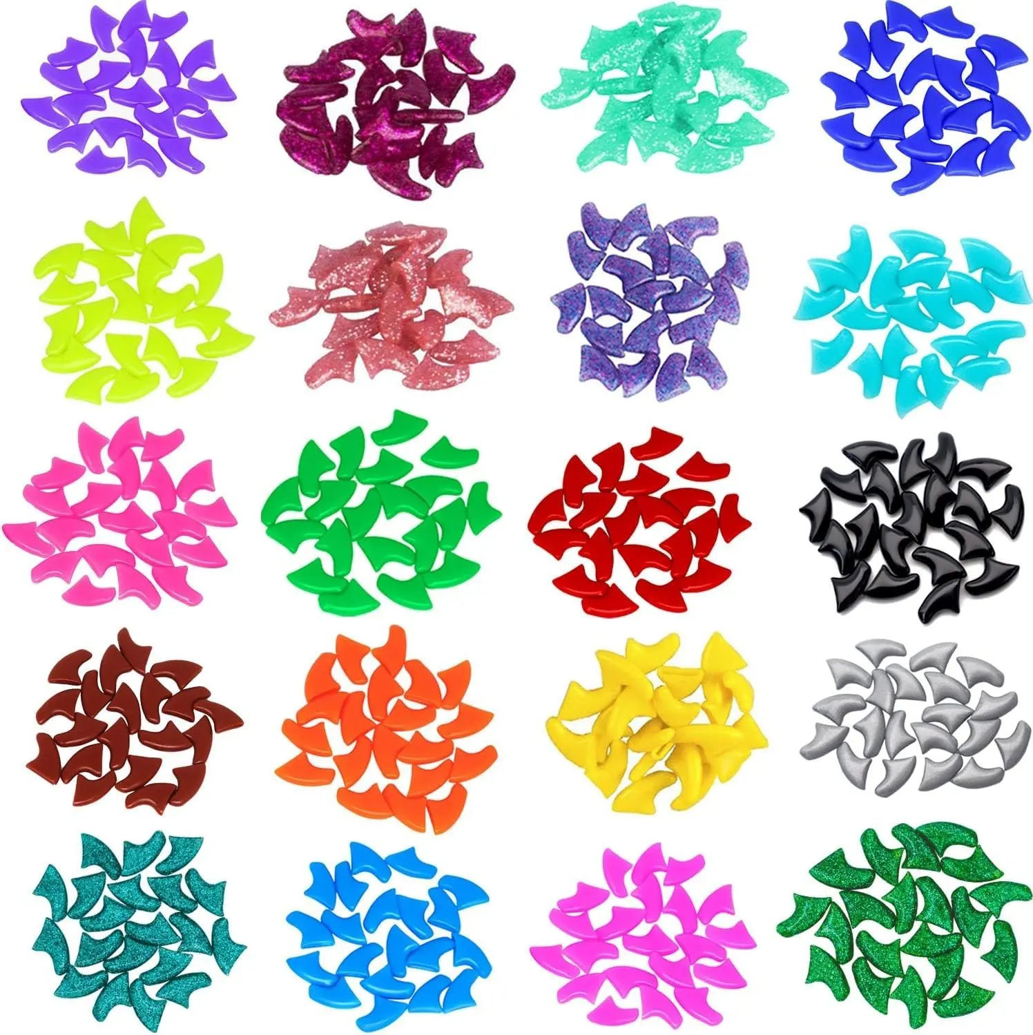 100pcs (10 Colors) Cat Nail Caps with Adhesive Glue and Applicators (M)