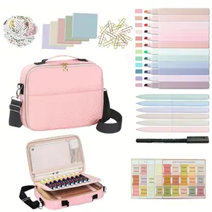 Large Capacity Bible Bag with Markers & Highlighters & Markers & Scissors & Tape, 1 Set Portable Bible Study Supplies, Christian Gift for Women, Cute Stationery Set