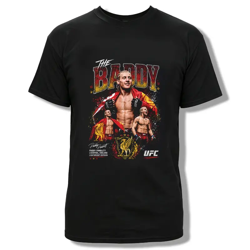 Pimblett The Baddy Retro Graphic T-Shirt Vintage Liverpool  Fighter Portrait Short Sleeve Cotton Tee For Men Fight Fans