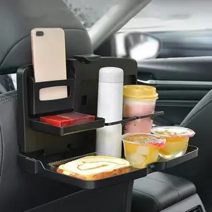 Car Seat Table, Essential Road Trip Accessory, Ideal Dining Tray with Non-Slip Mat, Phone Holder, Car Cup Holders, Perfect for Backseat Meals & Work