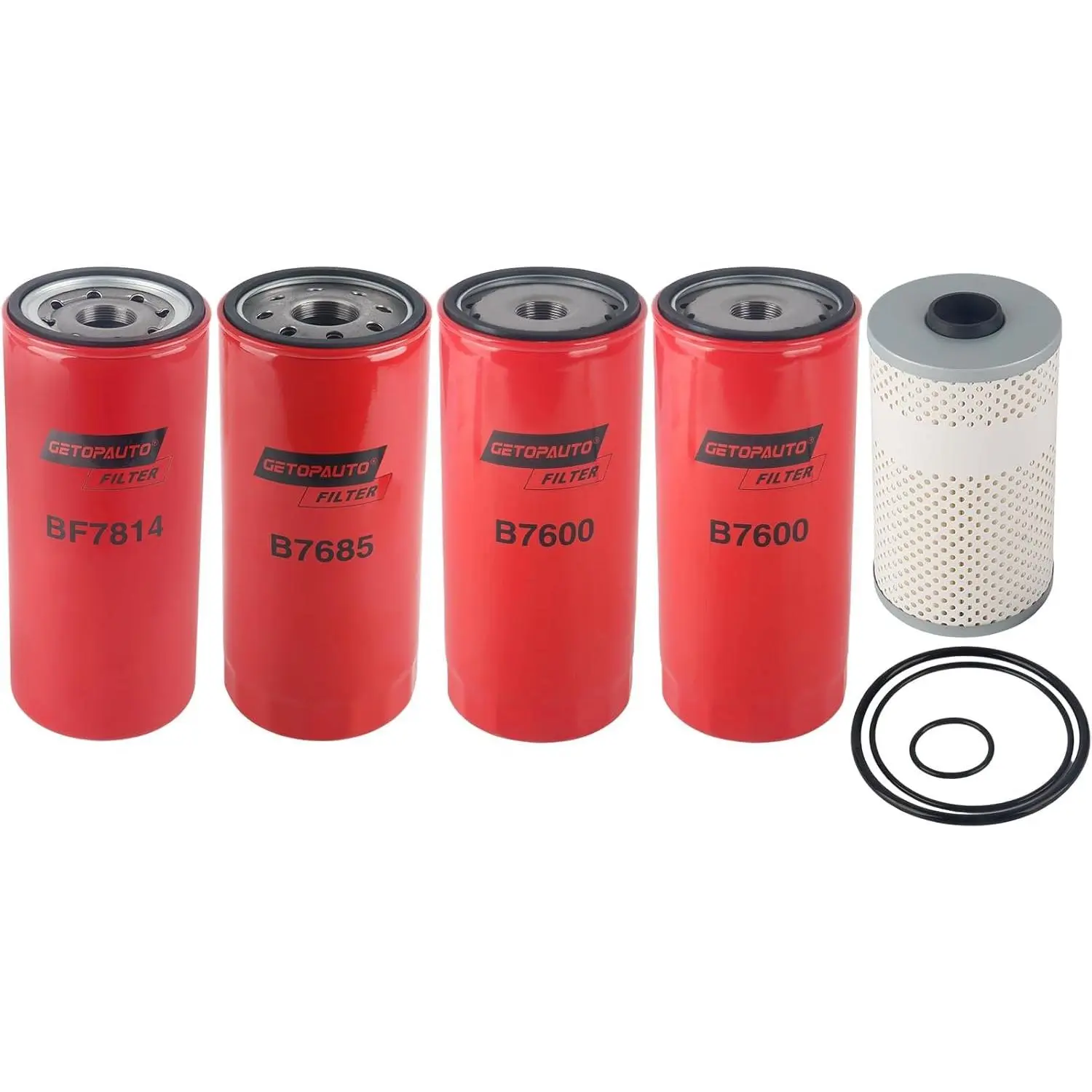 Oil Filter Fuel Filter Water Separator Oil Change Kit GETOPAUTO B76(2PCS) BF7814 B7685 PF7744 Filter Kit Compatible with D13 Engine - Prevents Severe Engine Wear, Stops Fuel Line Clogging, Restores Efficiency, Avoids Costly Shop Repairs