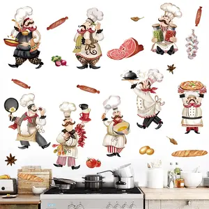 Chef Kitchen Wall Decals Wall Sticker Vinyl Sticker Wine Food Quotes Wall Stickers Kitchen Dining Room Restaurant Wall Decor DIY Refrigerator Stickers