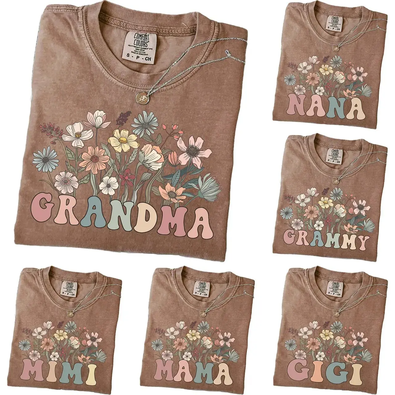 Personalized Grandma T-Shirt, Comfort Colors Wildflowers Mama Shirt, Custom Grandparent Gift, Floral Nana Auntie Mimi Gigi Grammy Shirt, Comfort Colors Vintage Tee, Comfort Colors Floral Gift, Mother’s Day Gift