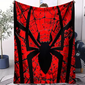 Cartoon Spider Printed Blanket, Cool Spider Logo Design, Cozy Fluffy Flannel Cover Blanket, Fun Home Decoration Blanket for Sofa, Office, Car, Camping, Travel Multifunctional Leisure Blanket, Perfect Gift for Children