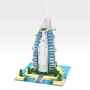 212 MAIN Collectible ABS Plastic Creative Building Blocks Set - DIY Model Bricks for Small Animals, WL Toys Dubai Burj Al Arab Architecture Building Set