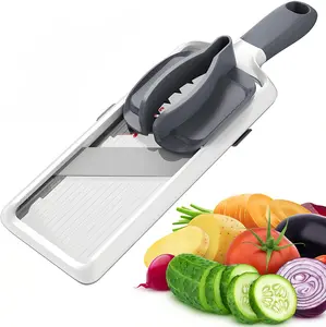 Kitchen Handheld Slicer—A vegetable slicer with 3 adjustable thickness settings (1 mm–3 mm), featuring a finger guard and food holder—A safe and reliable potato and cucumber slicer, perfect for making salads and easy to clean