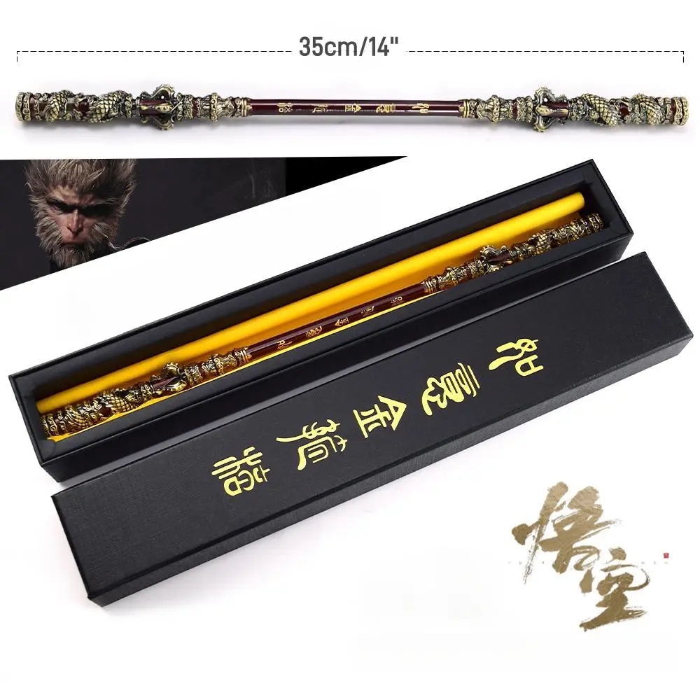 Superbuybox Black Myth: Wukong 35cm Zinc Alloy Bronzecloud Staff Novelty Decorative Fidget Figurine, Anti-Abrasion Chinese Art Toy, Desktop Statue, Backpack Pendant, Surprising Gift for Black Myth: Wukong Gamers