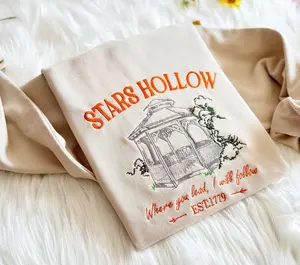 Embroidered Star Hollow Pavilion Sweatshirt, Connecticut Star Hollow Embroidered Hoodie, Stars Hollow Pavilion T-shirt, Crew Neck Sweatshirt