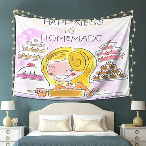 Blond Amsterdam Peach Linen Cloth Dessert Collection Tapestry - Tough, Durable Home Decor for Wall Decoration, Photo Backdrops, Room Temporary Partition (Home Supplies)