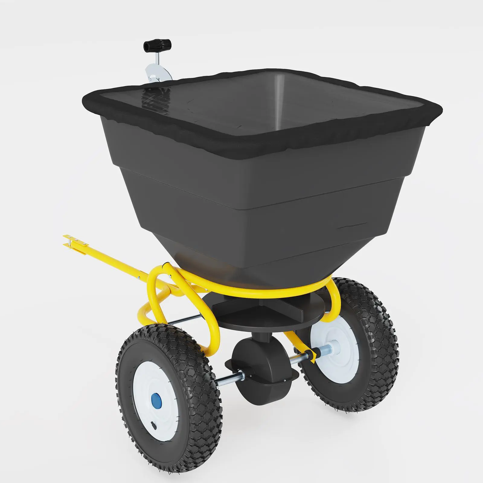 110 lbs Tow-Behind Broadcast Spreader – For Tractor, ATV, UTV | Large Capacity, Adjustable Width (0-10ft) | For Seed, Fertilizer, Ice Melt, Salt | Rust-Resistant Poly, Steel Frame | 10" Pneumatic Tires | Lawn & Garden Seeder | Heavy Duty | All-Season Use