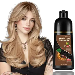MJDMJD 5 in 1 Blonde Brown Hair Color Shampoo for Gray Hair Coverage & Color Transform with Herbal Extracts,Long Lasting(3-4 Weeks),Shiny,Evenly Colored,Tintes Para El Cabello Profesional ,200 Ml,Unisex