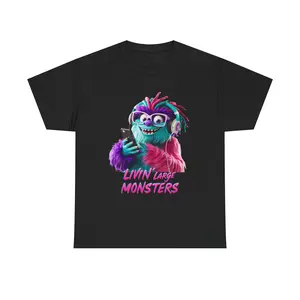 Livin' Large Monsters Tee, Fun Graphic T-Shirt, Unisex Cotton Shirt, Gift for Monster Lovers, Cool Casual Wear Top Comfortable