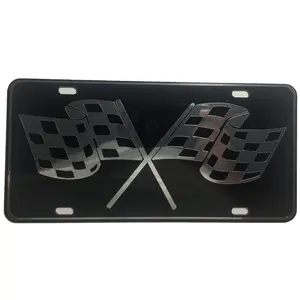 CustoMonsterDesigns Racing Checkered Flag Racing Flag Heavy Duty Aluminum License Plate