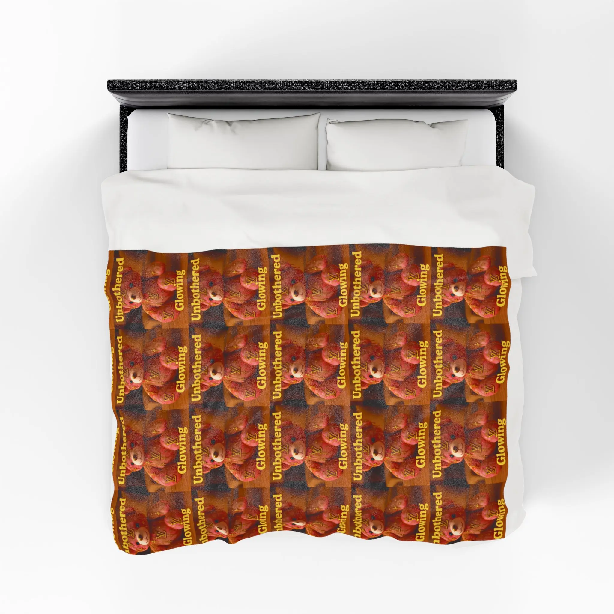 Glowing Unbothered Teddy Bear Velveteen Plush Blanket | Cozy Throw
