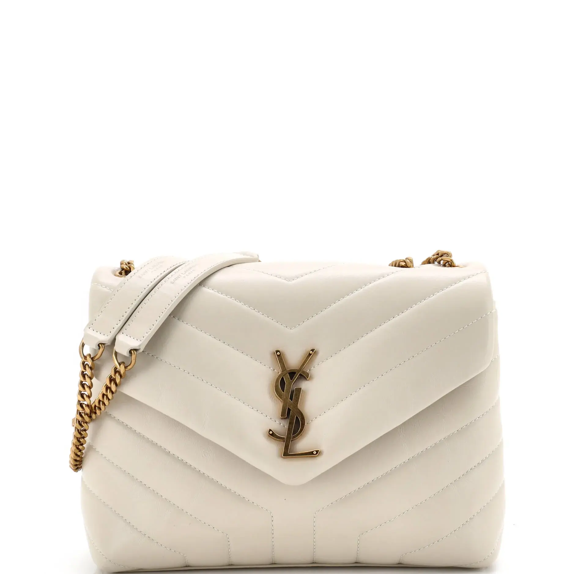 Pre-owned Yves Saint Laurent Leather Shoulder bags Saint Laurent Loulou Shoulder Bag Matelasse Chevron Small by Rebag