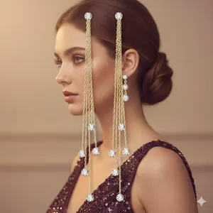 Long Chain Fringe Drop Earrings for Non-Pierced Ears, Adjustable Hypoallergenic Alloy Clip-On Earrings, Versatile Dangle Earrings for Women, Elegant Fashion Accessory, Portable Gift Idea.