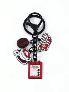 Creative Cartoon Coffee Order Keychain, Alloy Keyring for Coffee Lovers, Trendy Bag Charm Gift for Baristas, Simple Style Accessories, Cute Keychain