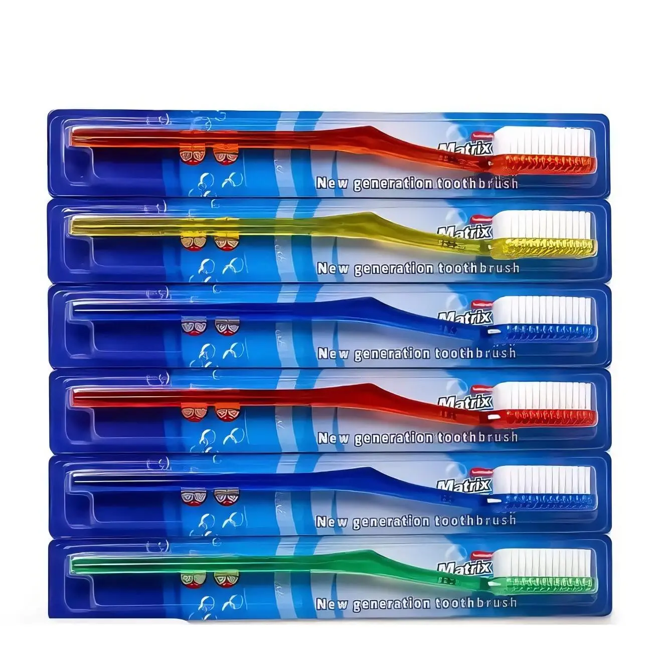 Matrix New Generation Toothbrush - Vibrant Colors for Effective Oral Care - Ideal for Daily Use - Pack of 6