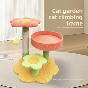 Three-layer sisal flower  climbing frame, special for large , summer sisal  nest with integrated scratching post Gothic Cat Tree Coffin Bed Elevated Cooling