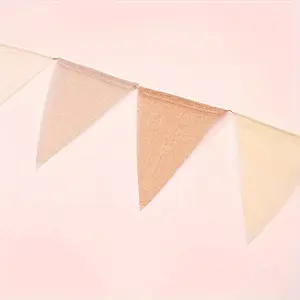 12pcs/set DIY Jute Burlap Lace Triangle Flag(157.4"), Wedding Party Decoration, Pull Flag, Party Bunner, Party Supplies, Party Decor, Wedding Banner, Wedding Decor, Birthday Banner, Home Decor, Room Decor
