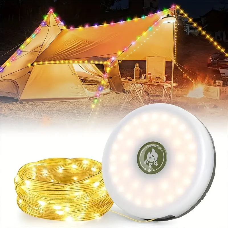 Camping Tape Measure Light USB Rechargeable, Portable RGB String Light with 8 Modes, Magnetic Base Lantern for Tent Backyard RV Travel  Gift