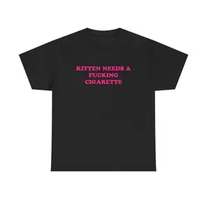 Unisex Cotton TShirt Featuring Kitten Needs A Cig Humor Cat Tee