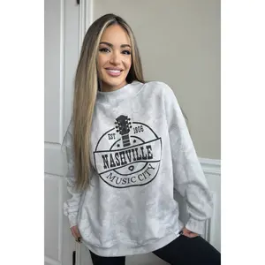 Tilly Nashville Oversized Light Camo Mockneck Crew