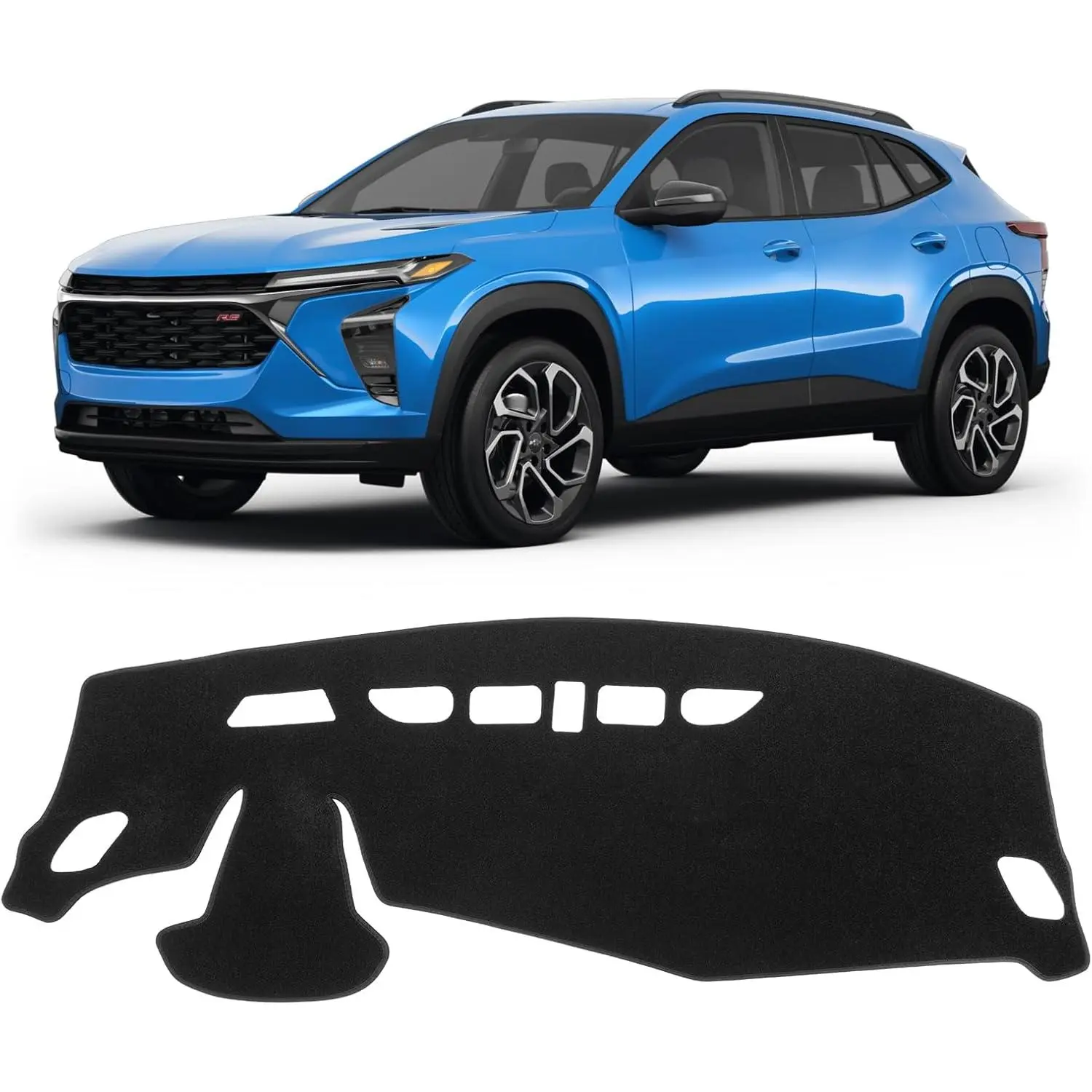 Black Polyester Dashboard Cover for Chevrolet/Chevy Trax 2024-2026, Custom Fit Non-Slip Car Interior Accessory, Comfortable to Touch, Easy to Install, Grips Nicely, Increases Friction, Sunshade Windshield No Glare, Left Hand Driving