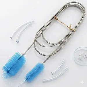 Flexible Dual-Head Pipe Cleaner Brush Kit - Bendy Scrubber for Fish Tank Filters, Air Hoses, Drains & AC Ducts. Multi-Size Scratch-Free Brushes with Non-Slip Grip for Deep Cleaning. Essential Tool Set for Home Use.