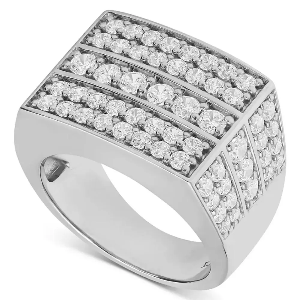 3 1/4 Ct Diamond Men's Multi-Cluster Wide Ring in White Gold 3 1/4 Ct Diamond Men's Multi-Cluster Wide Ring in White Gold