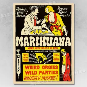 Room Decor, Marijuana 1930s Smoking Reefer Madness Vintage Style Movie Poster