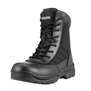 VEVOR Men's Military Tactical Boots, 8 inch Combat Hiking Work Boots, Lightweight & Breathable Side Zipper Mens Motorcycle Interceptor Trooper Boot, for Outdoor Security Mountaineering, US Size 9.5