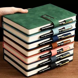 Vintage A5 leather notebook with personalized soft cover - perfect for business meetings and college life