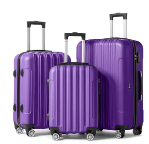 3 Piece Nested Spinner Suitcase Luggage Set With TSA Lock Purple 3 Piece Nested Spinner Suitcase Luggage Set With TSA Lock Purple