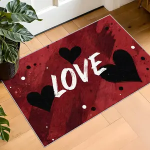 1PC Love-themed Patterned Front Door Mat, Comfortable Welcome Mat, Outdoor Indoor Entrance Door Mat, Bedside Rug, Decorative Rug, Bathroom Mat, Small Floor Mat, Suitable for Spring Summer, Autumn and Winter Seasons