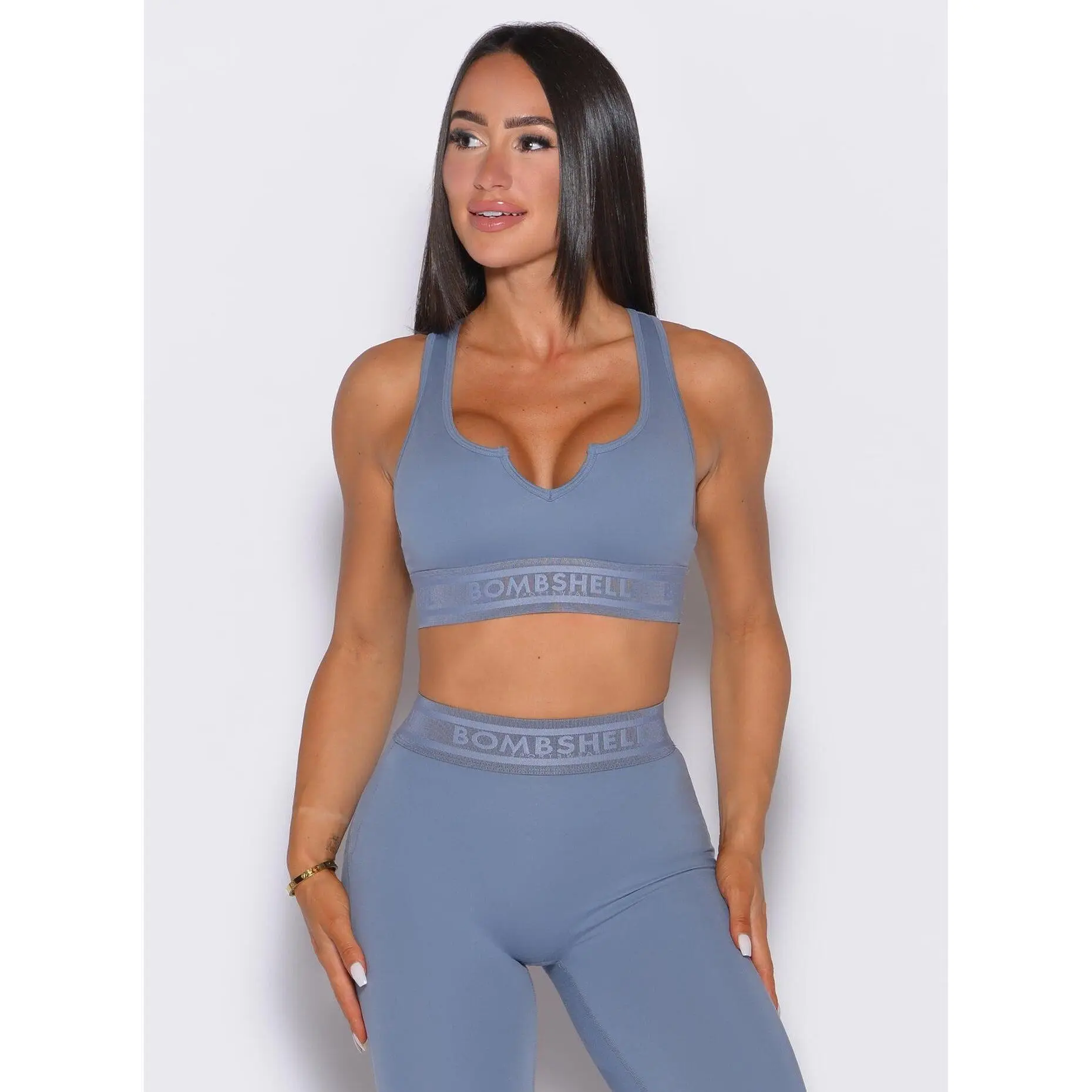 Women's Bombshell Supportive Fit Active Bra - Racerback Design, V-Cut Front, Ultra Soft Fabric, Branded Logo Elastic Underbust, Double-Layer Front and Back, Female Underwear for Women