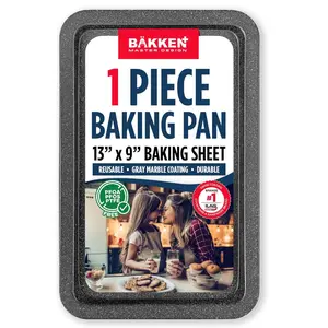 BAKKEN Kitchen Baking Pans - Nonstick Gray Coating, 13.18’’ × 8.66’’ Commercial Grade Carbon Steel Cookie Sheet, Baking Kitchen Essentials, PFOA, PFOS, PTFE Free, Oven Safe Tray (450° F)